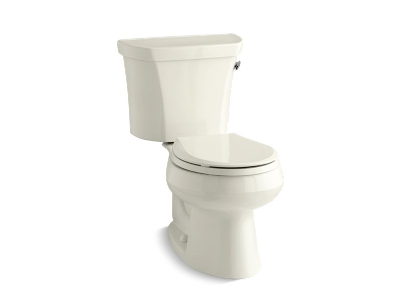 KOHLER 3977-RA-96 Wellworth Two-Piece Round-Front 1.6 Gpf Toilet With Tank Cover Locks in Biscuit
