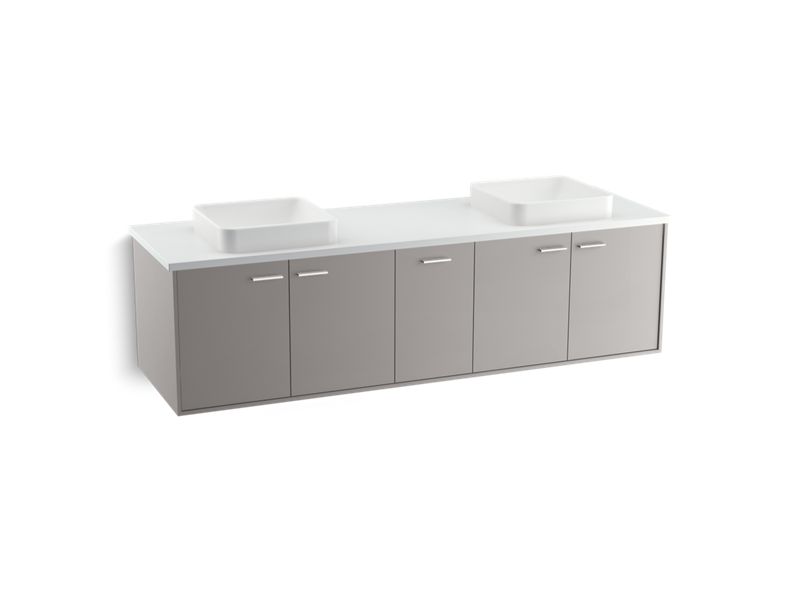 KOHLER K-99550-1WT Jute 72" wall-hung bathroom vanity cabinet with 4 doors and 1 drawer