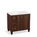 KOHLER K-99520-LGL-1WE Damask 36" bathroom vanity cabinet with furniture legs, 1 door and 3 drawers on left
