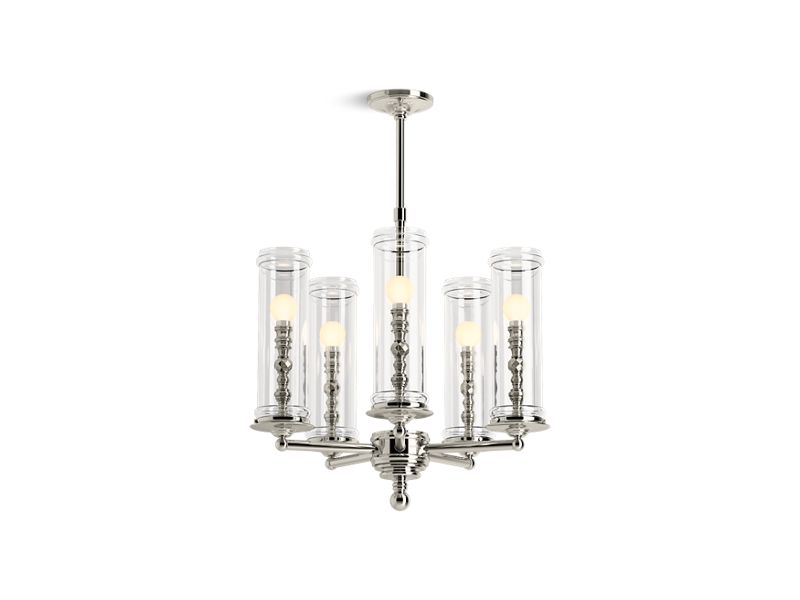 KOHLER 23347-CH05-SNL Damask Five-Light Chandelier in Polished Nickel