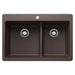 BLANCO Liven SILGRANIT 33" 60/40 Double Bowl Dual Mount Kitchen Sink with Low Divide - Café