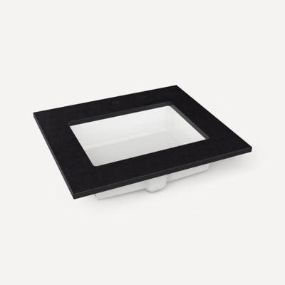 Quartz Stone Vanity Top, 25" x 3/4" x 22", Center Undercounter Sink, Single Hole, For Islamorada and Sinca