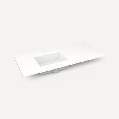Quartz Stone Vanity Top, 49" x 3/4" x 22", Left Offset Undercounter Sink, Single Hole