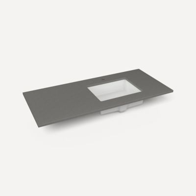 Quartz Stone Vanity Top, 49" x 3/4" x 22", Right Offset Undercounter Sink, Single Hole