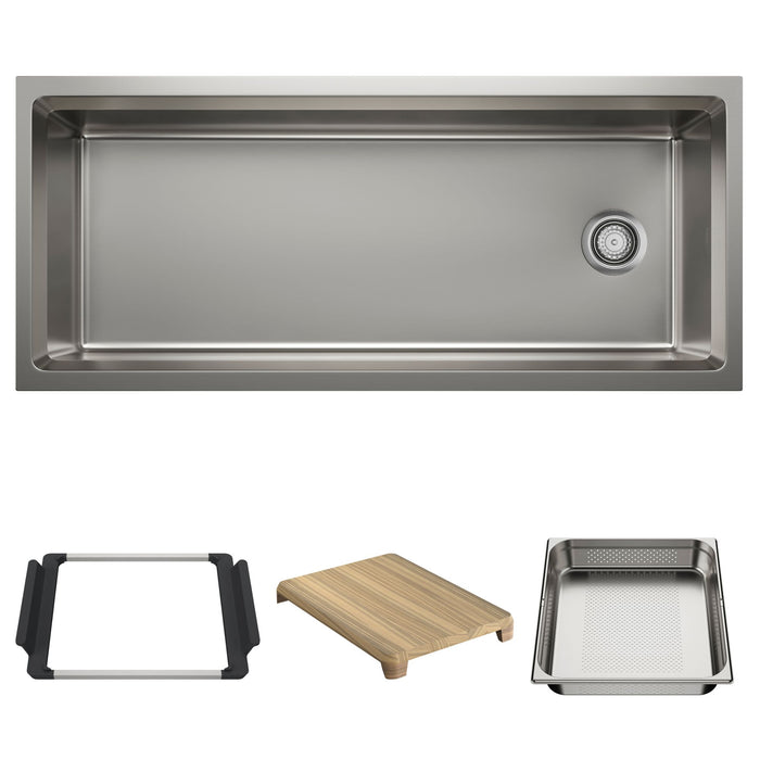 BLANCO Inteos 45" Single Bowl Reversible Undermount Stainless Steel Workstation Kitchen Sink - Satin Brushed Finish