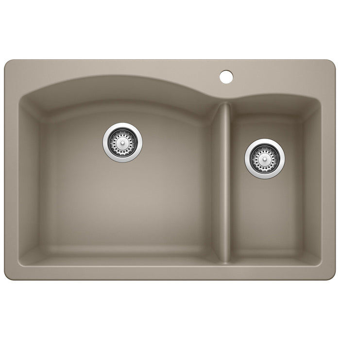 BLANCO 441282 Diamond 1-1/2 Double Bowl Dual Mount Kitchen Sink - Truffle