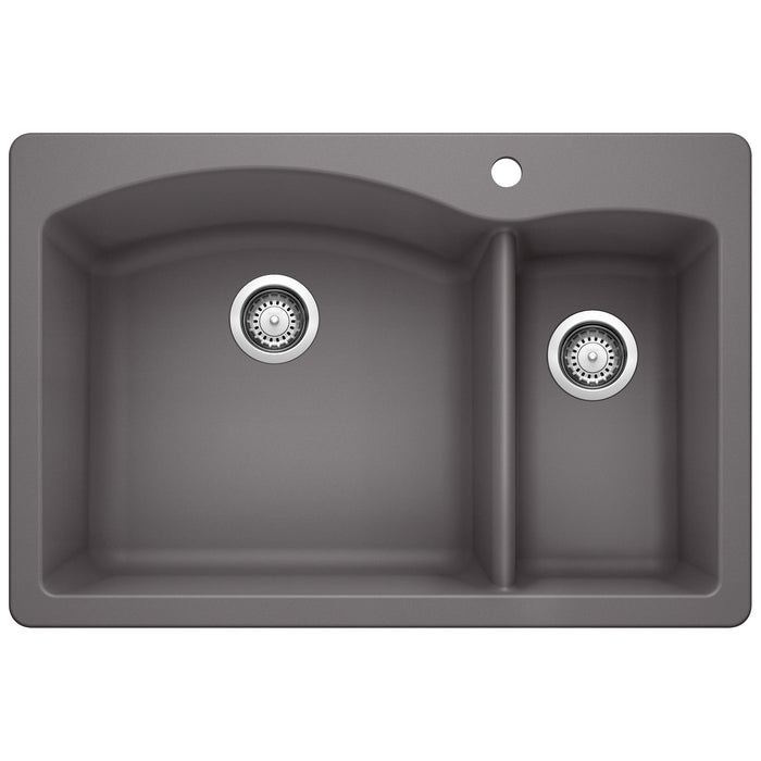 BLANCO 441464 Diamond 1-1/2 Double Bowl Dual Mount Kitchen Sink - Cinder