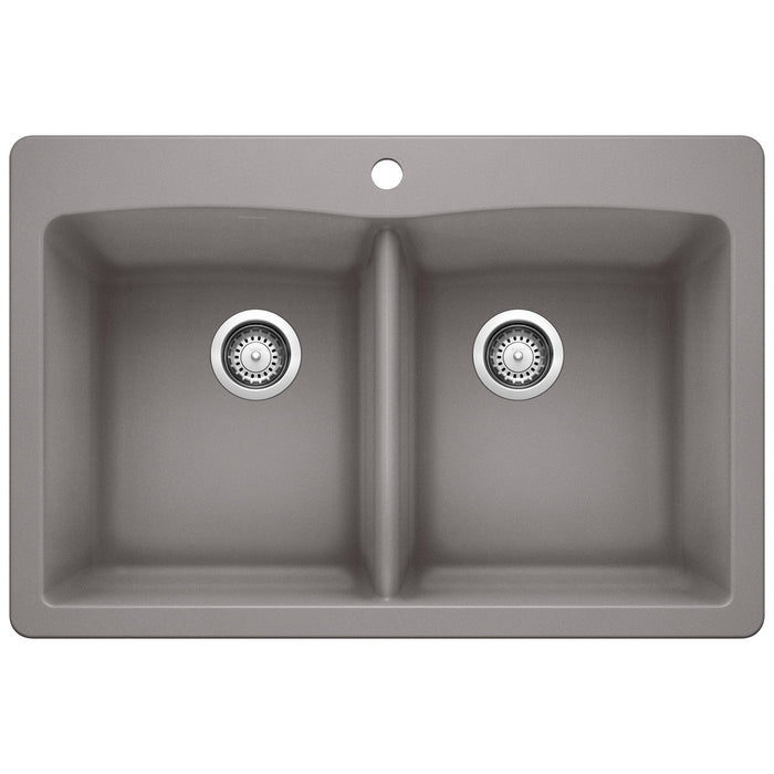 BLANCO 440219 Diamond Equal Double Dual Mount Kitchen Sink - Metallic Gray