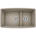 BLANCO 441315 Performa 1-3/4 Double Bowl Kitchen Sink with Low Divide - Truffle