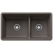 Precis SILGRANIT 33" 60/40 Reversible Double Bowl Undermount Kitchen Sink with Low Divide