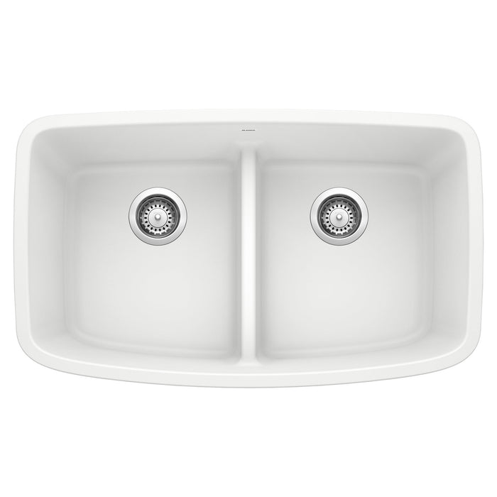 BLANCO 442199 Valea Equal Double Bowl Kitchen Sink with Low Divide - White