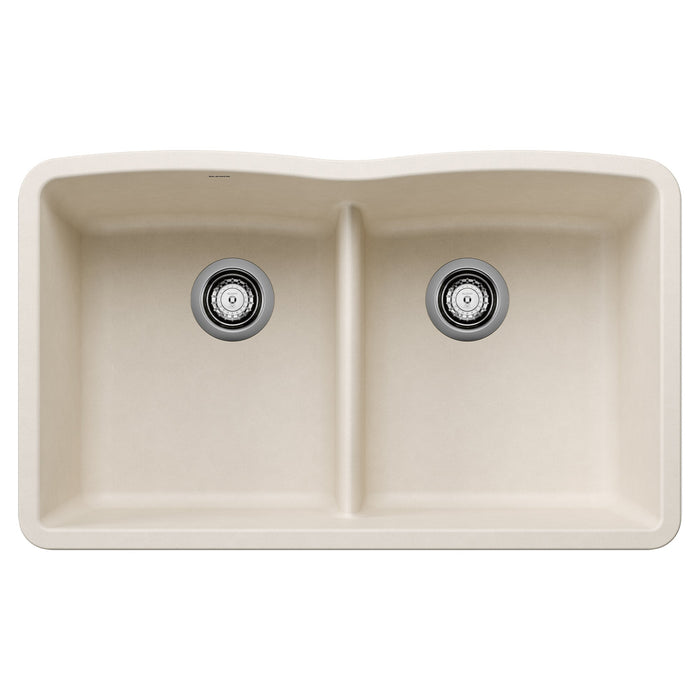 BLANCO 443069 Diamond Equal Double Bowl Kitchen Sink with Low Divide - Soft White
