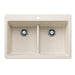 BLANCO Liven SILGRANIT 33" 50/50 Double Bowl Dual Mount Kitchen Sink with Low Divide - Soft White