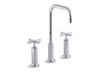 KOHLER K-14408-3 Purist Widespread bathroom sink faucet with Cross handles, 1.2 gpm