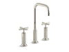 KOHLER K-14408-3 Purist Widespread bathroom sink faucet with Cross handles, 1.2 gpm