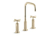 KOHLER K-14408-3 Purist Widespread bathroom sink faucet with Cross handles, 1.2 gpm