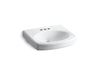 KOHLER K-2028-4 Pinoir 22" oval wall-mount bathroom sink