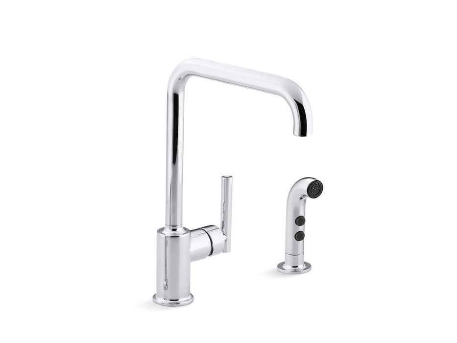 KOHLER K-7508 Purist Single-handle kitchen sink faucet with side sprayer