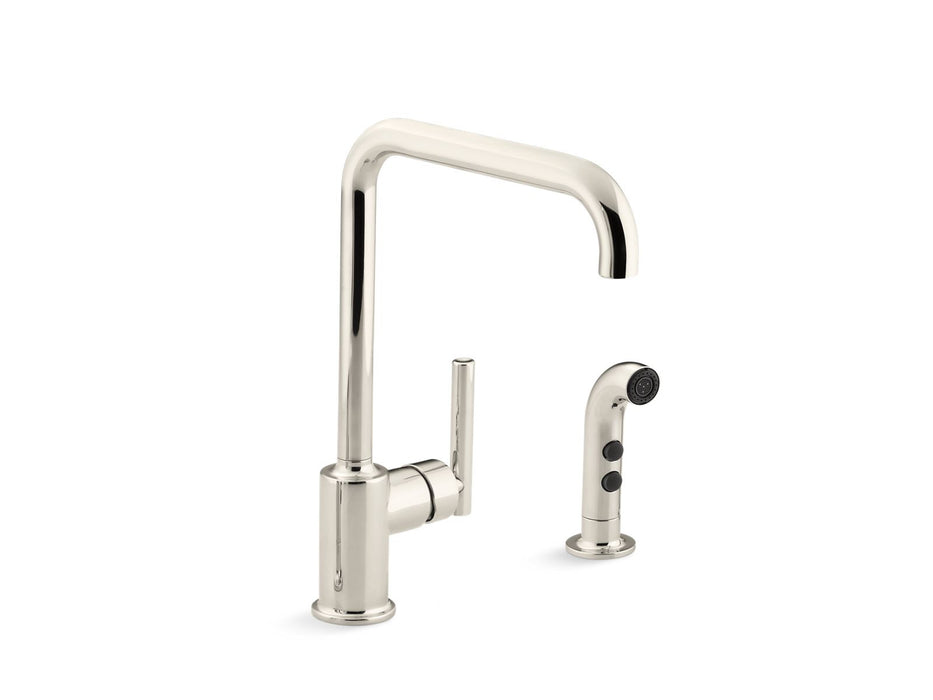 KOHLER K-7508 Purist Single-handle kitchen sink faucet with side sprayer