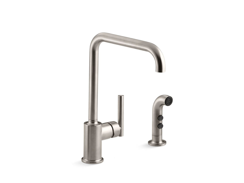 KOHLER K-7508 Purist Single-handle kitchen sink faucet with side sprayer