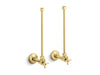 KOHLER K-7606-P Pair 1/2" NPT angle supplies with stop, cross handle and annealed vertical tube