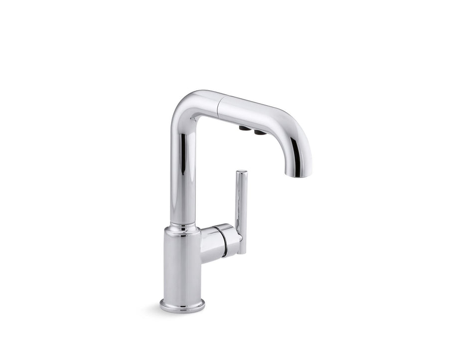 KOHLER K-7506 Purist Pull-out kitchen sink faucet with three-function sprayhead