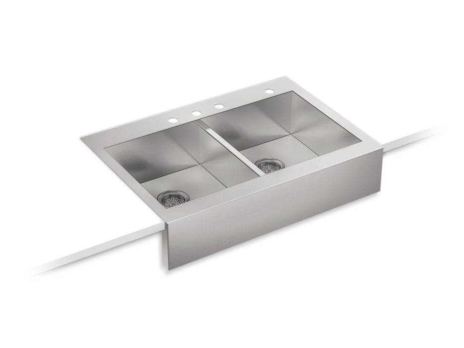 KOHLER K-3944-4 Vault 35-3/4" top-mount double-bowl farmhouse kitchen sink