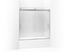 KOHLER K-706002-L Levity Sliding bath door, 59-3/4" H x 56-5/8 - 59-5/8" W, with 1/4" thick Crystal Clear glass