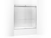KOHLER K-706004-L Levity Sliding bath door, 62" H x 56-5/8 - 59-5/8" W, with 1/4" thick Crystal Clear glass