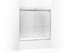 KOHLER K-706006-L Levity Sliding bath door, 59-3/4" H x 56-5/8 - 59-5/8" W, with 1/4" thick Crystal Clear glass
