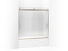 KOHLER K-706002-L Levity Sliding bath door, 59-3/4" H x 56-5/8 - 59-5/8" W, with 1/4" thick Crystal Clear glass