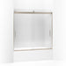 KOHLER K-706002-L Levity Sliding bath door, 59-3/4" H x 56-5/8 - 59-5/8" W, with 1/4" thick Crystal Clear glass