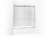 KOHLER K-706004-D3 Levity Sliding bath door, 62" H x 56-5/8 - 59-5/8" W, with 1/4" thick Frosted glass