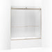 KOHLER K-706004-L Levity Sliding bath door, 62" H x 56-5/8 - 59-5/8" W, with 1/4" thick Crystal Clear glass