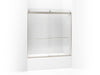 KOHLER K-706004-L Levity Sliding bath door, 62" H x 56-5/8 - 59-5/8" W, with 1/4" thick Crystal Clear glass