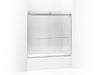 KOHLER K-706006-L Levity Sliding bath door, 59-3/4" H x 56-5/8 - 59-5/8" W, with 1/4" thick Crystal Clear glass