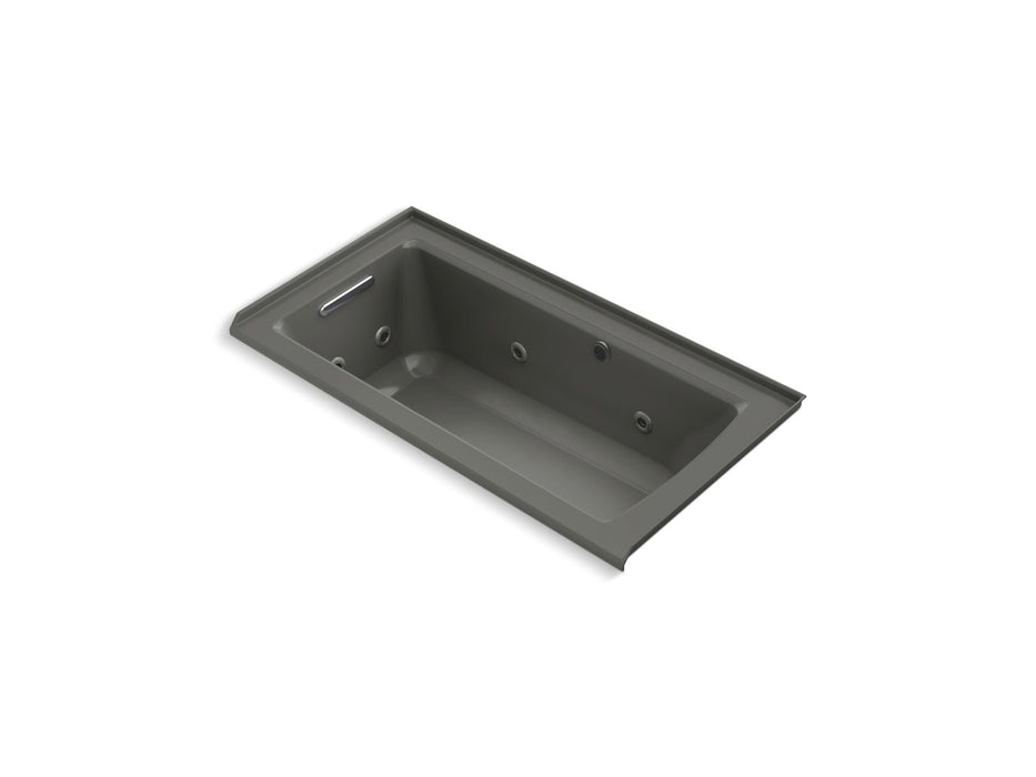 KOHLER K-1947-LW Archer 60" x 30" alcove whirlpool bath with Bask heated surface, left drain