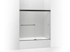 KOHLER K-707000-L Revel Sliding bath door, 55-1/2" H x 56-5/8 - 59-5/8" W, with 1/4" thick Crystal Clear glass