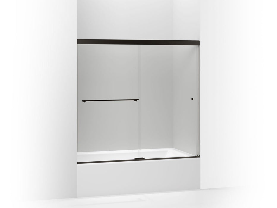 KOHLER K-707000-L Revel Sliding bath door, 55-1/2" H x 56-5/8 - 59-5/8" W, with 1/4" thick Crystal Clear glass