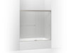 KOHLER K-707000-L Revel Sliding bath door, 55-1/2" H x 56-5/8 - 59-5/8" W, with 1/4" thick Crystal Clear glass