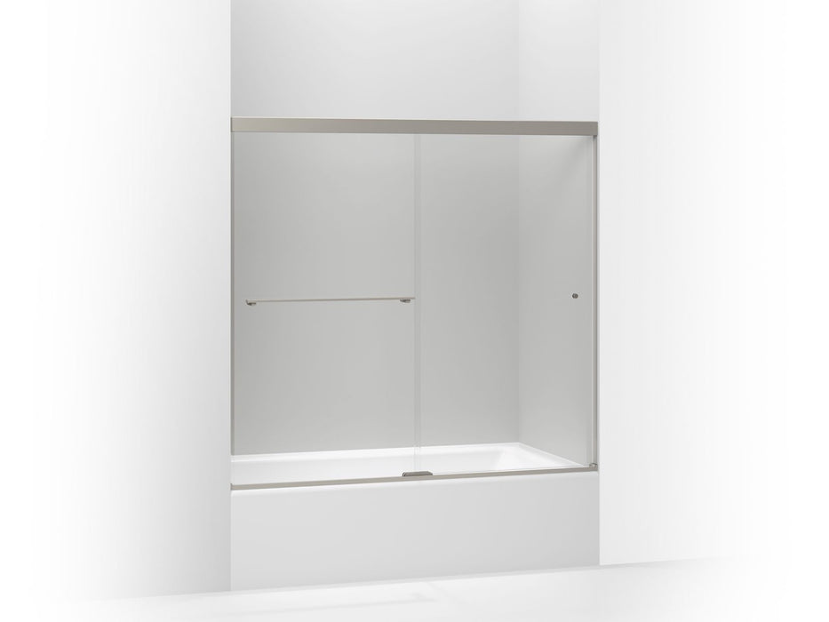 KOHLER K-707000-L Revel Sliding bath door, 55-1/2" H x 56-5/8 - 59-5/8" W, with 1/4" thick Crystal Clear glass