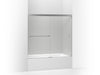 KOHLER K-707000-L Revel Sliding bath door, 55-1/2" H x 56-5/8 - 59-5/8" W, with 1/4" thick Crystal Clear glass