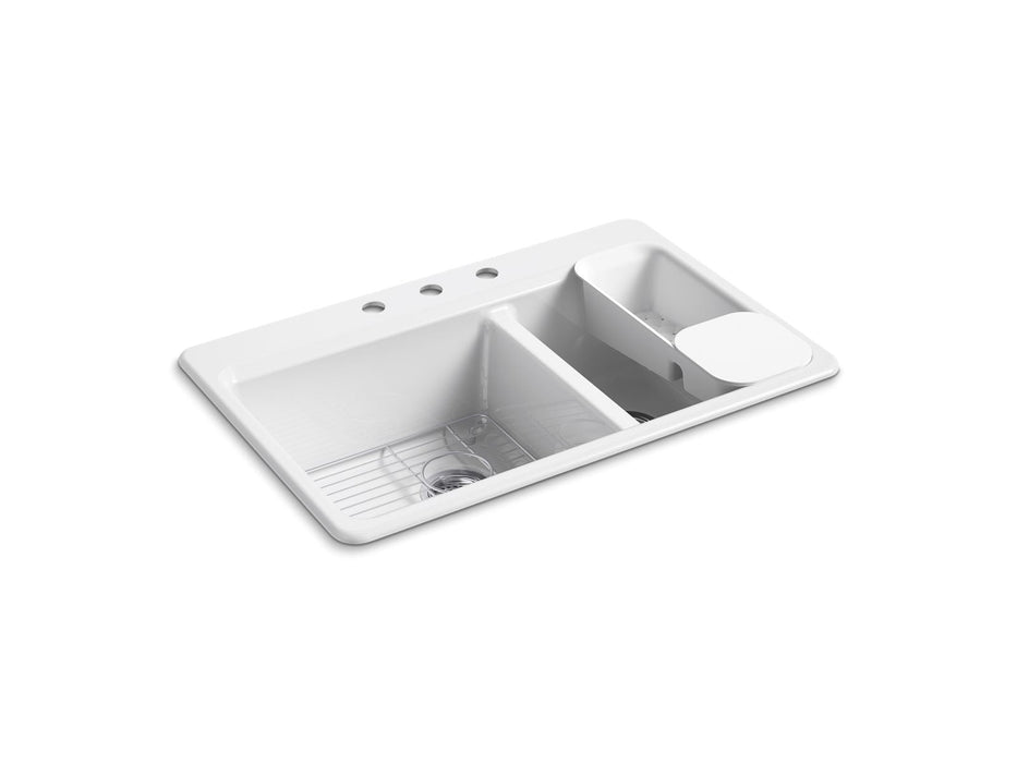 KOHLER K-8669-3A2 Riverby 33" top-mount double-bowl workstation kitchen sink