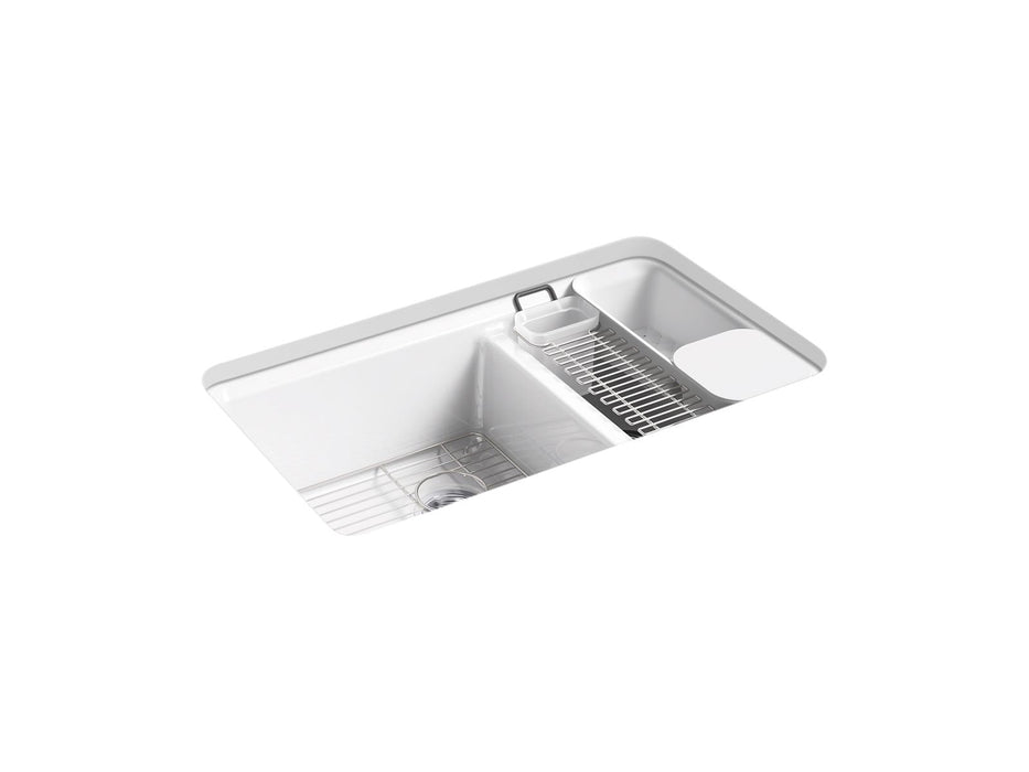 KOHLER K-8669-5UA3 Riverby 33" undermount double-bowl workstation kitchen sink