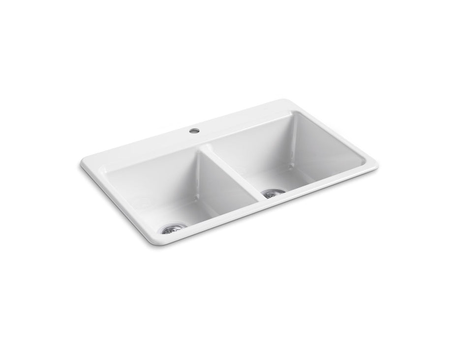 KOHLER K-8679-1A2 Riverby 33" top-mount double-bowl workstation kitchen sink