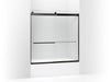 KOHLER K-706004-D3 Levity Sliding bath door, 62" H x 56-5/8 - 59-5/8" W, with 1/4" thick Frosted glass