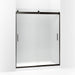 KOHLER K-706009-D3 Levity Sliding shower door, 74" H x 56-5/8 - 59-5/8" W, with 1/4" thick Frosted glass and blade handles