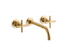 KOHLER K-T14414-3 Purist Wall-mount bathroom sink faucet trim with Cross handles, 1.2 gpm