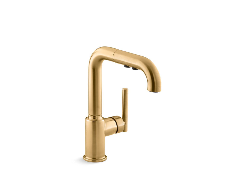 KOHLER K-7506 Purist Pull-out kitchen sink faucet with three-function sprayhead