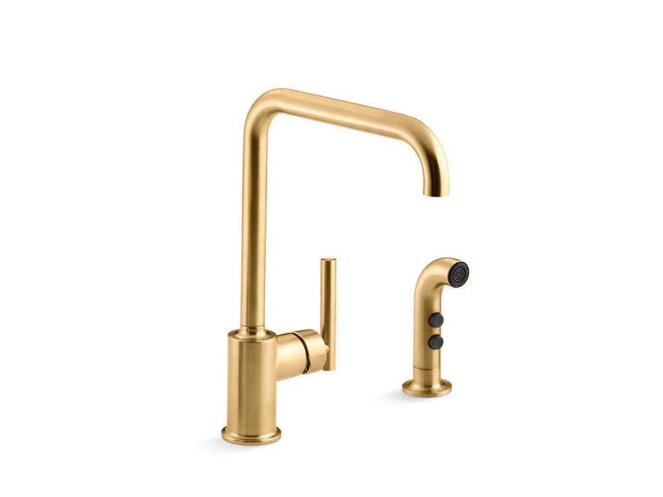 KOHLER K-7508 Purist Single-handle kitchen sink faucet with side sprayer